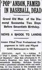 Cap Anson Obituary